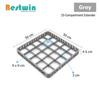 Panier de lave-vaisselle en plastique à 25 compartiments pour cuisine commerciale, support à verres