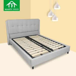 Cadre de Lit Tapissé de Luxe à Double Soutien Personnalisé en Usine, Taille 200x200, avec Tête de Lit Élégante pour Hôtel et Maison - Product Image 1