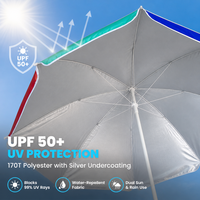 Parasol de plage color block avec support trépied et ancre de sable pour terrasse extérieure et camping
