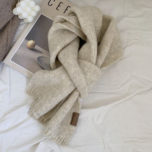 OEMカスタムロゴニットスカーフショールカシミアプレーンウィンタースーパーソフトウォームニットスカーフ - Product Image 5