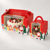 Pochettes en carton recyclables de Noël en gros avec fenêtre de présentation et poignée de transport pour l'emballage de pâtisseries à emporter