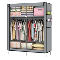 Armoire Portable Pliable et Imperméable pour Chambre à Coucher, Grande Garde-Robe Organisateur de Vêtements avec 4 Étagères de Rangement et 2 Sections de Suspension