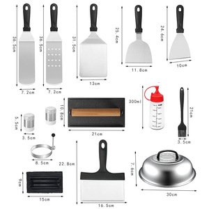 Lisen Outdoor Camping 17-Piece Stainless Steel BBQ Griddle Accessories Multi-Function Non-Stick Heat Resistant Tool Set <b>Brush</b> - Product Image 5