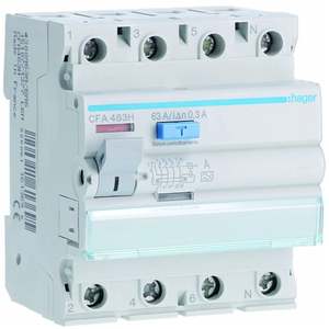 CFA463H Personalizzabile con Hagers RCCB 4P 63A tipo A 300mA 4 moduli - Product Image 1