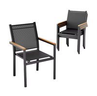 Chaise d'extérieur et de jardin STG moderne en métal et aluminium, empilable, inclinable, confortable, noire, pour patio et cour