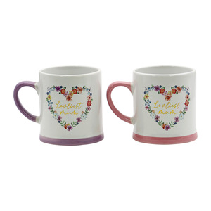 Taza de Cerámica Floral, Porcelana Blanca con Diseño de Corazón, el Regalo Perfecto para Mamá - Product Image 1