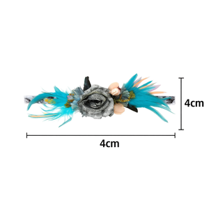 Cintura Decorativa con Fiore di Nastro e Piume su Entrambi i Lati, Larghezza 4 cm, Accessorio per Abiti da Sposa e Feste - Product Image 1