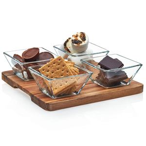 Creative Divided <b>Snack</b> <b>Tray</b> For Home Use Food Serving Plate With Compartment Wooden <b>Trays</b> For Dried Fruit Candy Storage - Product Image 5