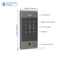 Lecteur de contrôle d'accès intelligent pour porte de bureau populaire 13,56 kHz Bluetooth TTlock App, lecteur de carte NFC, interphone de porte avec clavier numérique