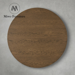Juego de Mesa y Sillas Redondas de Madera de Nogal Profundo para Villa o Penthouse Contemporánea, Mesa de Comedor de Madera para <span class=keywords><strong>Restaurante</strong></span> de 6 a 8 Plazas - Product Image 4
