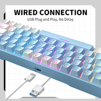 Teclado Gaming Profesional Portátil con Retroiluminación LED RGB, 60%, 62 Teclas con Interruptores Azules, Interfaz USB para PC y Laptop