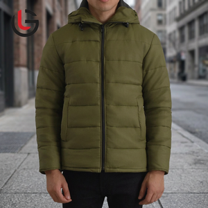 Veste matelassée d'hiver chaude pour hommes avec fermeture à glissière à col à capuche Service OEM Veste de rue à porte pour hommes - Product Image 3
