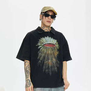 T-shirts en tricot surdimensionnés pour hommes vintage délavés à l'acide, t-shirts graphiques personnalisés, 100% coton, impression numérique respirante - Product Image 3