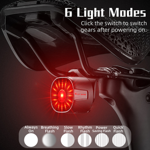 WEST BIKING-Luz trasera de flujo de bicicleta, advertencia de seguridad de carga tipo C, freno de bicicleta, luz trasera, luces de señal de giro a la venta - Product Image 2