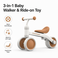 Vélo d'équilibre premium à 4 roues, trotteur ergonomique pour bébé sans pédales, jouet d'apprentissage pour enfants de 1 à 3 ans, coffret cadeau