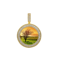 Bijoux personnalisés Collier Hip Hop Blancs Bling Cz Iced Out Diy Sublimation Mémoire Médaillon Photo Photo Pendentifs