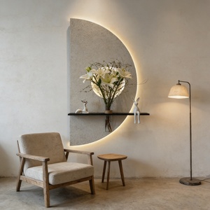 Pintura Decorativa Abstracta Semicircular Hecha a Mano en 3D con Piedra Arenisca, Decoración para el Hogar, Plantas Hidropónicas, Pintura Decorativa con LED Brillante - Product Image 3