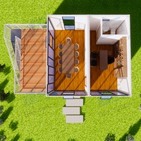 Boxspace 5.95x3m – Bâtiment préfabriqué en acier, amovible, extensible, design ferme, pour bureau, villa, atelier, salle de bain