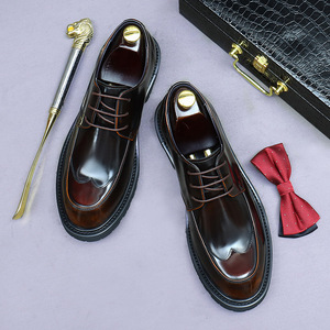 Chaussures habillées pour hommes à bout rond en cuir, style britannique, légères, pour costume, chaussures décontractées vernies pour mariage - Product Image 4