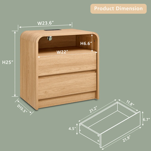 Bedroom Furniture Solid Wood <b>High</b> Quality OEM Nightstand Home Furniture Vietnam Modern Living Room 2 Drawers Durable MD08 - Product Image 2