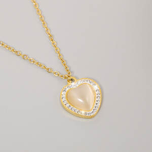 Collar con colgante de acero inoxidable 316L personalizado, chapado en oro PVD de 14K/18K, joyería fina de moda, collares con forma de ojo de gato y corazón para mujer - Product Image 3