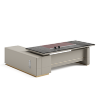 Bureau de direction moderne de luxe en forme de L, mobilier de bureau pour PDG, table spacieuse avec tiroirs, assemblage facile