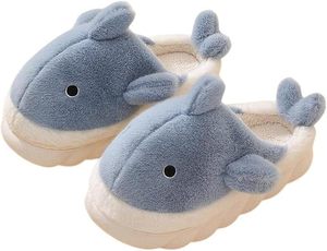 Chaussons d'intérieur en peluche pour garçon et fille, motif requin de dessin animé, en coton, chauds, doux, à semelle épaisse, pour l'hiver - Product Image 2