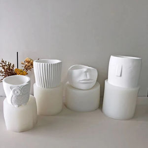 J236 Venda quente Estilo Nórdico Cimento Rosto Forma Silicone Planta Pote Molde Criativo Retrato Rosto Silicone Concreto Folwerpot Mold - Product Image 6