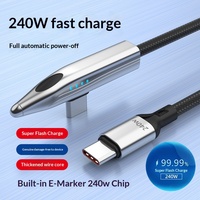 Cable de Datos de Carga Rápida con Doble Conector Tipo-C y Revestimiento Trenzado para Laptops de Juegos, Carga Súper Rápida de 240W, Totalmente Compatible con Teléfonos