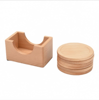 Ensemble de sous-verres ronds en bois, sous-verres résistants à la chaleur en noyer noir et hêtre, sets de table pour tasses à café et tasses à thé