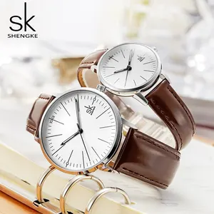 SHENGKE أنيقة ساعات الزوجين لعشاق الصين مصنع تصميم الأزياء حزام من الجلد مخصصة زوجين ووتش K8043G/L