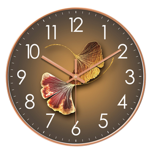 Horloge murale silencieuse en quartz à affichage à aiguilles, motif nature morte Ginkgo, design moderne pour la décoration intérieure et le mobilier <span class=keywords><strong>de</strong></span> salon - Product Image 2