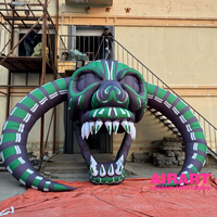Crâne de monstre gonflable lumineux à LED avec cornes pour décoration de bar extérieur sur le thème d'Halloween, Tête de taureau démoniaque géante gonflable en Oxford 420D