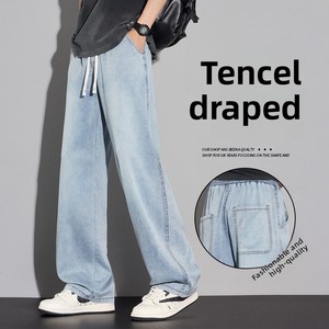 Emperor <span class=keywords><strong>Paul</strong></span> Jeans casuales de algodón para hombre, pantalones versátiles de verano, ligeros, de lavado medio, de cintura media, holgados, de pierna recta, modernos y versátiles - Product Image 3
