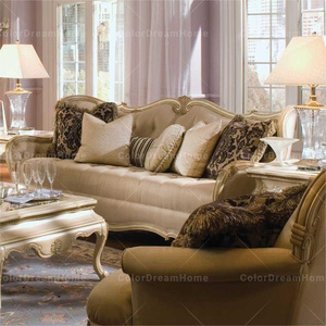 Arredo classico americano rivestimento <span class=keywords><strong>in</strong></span> tessuto <span class=keywords><strong>massello</strong></span> <span class=keywords><strong>legno</strong></span> francese divano 3 posti - Product Image 1