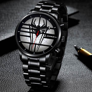 Nouvelle montre-bracelet cool à motif d'araignée pour hommes, montre à quartz avec grand cadran et bracelet en acier inoxydable - Product Image 2