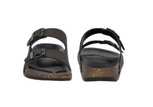 Sandalias de corcho con doble tira de ante sintético marrón, soporte de arco y punta abierta con hebilla - Product Image 3