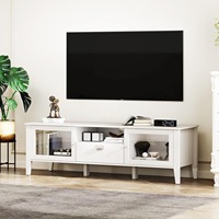 Ensemble de meuble TV et table basse en bois blanc moderne avec portes en verre pour salon et salle à manger