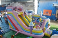 Château gonflable commercial couleur macaron pour enfants, château de saut gonflable pour parc d'attractions