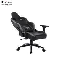Chaise de jeu ergonomique à dossier haut Ruibao, inclinable, style course, accoudoirs 4D, cuir PU noir, vérin à gaz 3 positions, PC