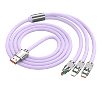 Kabel USB 3 in 1 Pengisian Daya Super Cepat 120W dari Paduan Seng dengan Selubung TPE Kepang Tipe C & Micro USB untuk iPhone