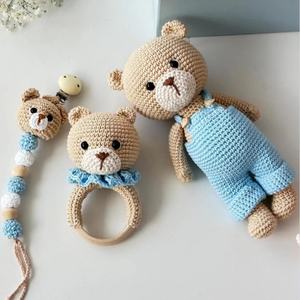 طقم كروشيه من 3 قطع عالي الجودة يتضمن مشبك لهاية دب كروشيه اميجورومي حزمة كروشيه للأطفال - Product Image 3