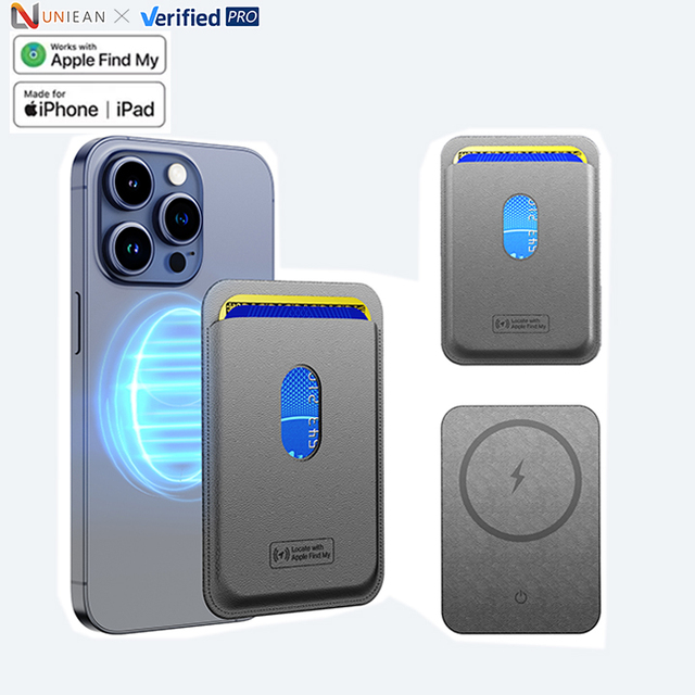 UNIEAN K03 Smart Wallet Case Find My Portable Tracker Anti-Lost Magnetic Card Holder Made of Durable PU Leather