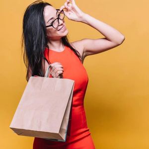 White Brown Kraft Paper Tote Bag with Paper Handles for Food <b>Clothes</b> Shopping Boutique Gift Packaging for Supermarket Promotion - Product Image 1
