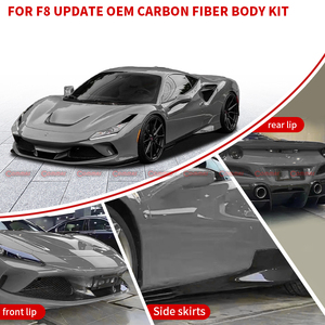 Kit de Carrocería de Fibra de Carbono Seca de Alta Calidad, Estilo OEM, para Ferrari F8, Alerón Delantero, Faldones Laterales, Difusor Trasero - Product Image 4