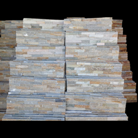 Natürliche Gelbe Holzmaserung Dünne Kulturstein-Schieferplatten für Innen- und Außenwandverkleidung / Kulturstein-Schiefer