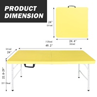 Table pliante d'extérieur jaune, imperméable, légère, en panneaux HDPE, table moderne d'extérieur, table de file d'attente