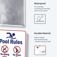 Juego de Letreros Metálicos con Reglas de Piscina Vintage, Decoración Retro para Pared de Piscina, Patio Trasero y Área de Piscina