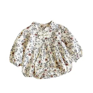 Recién nacido lindo traje de una pieza otoño algodón bebé Niñas Ropa estampado floral manga larga bebé mameluco