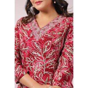 Kurta recto con estampado floral para mujer y conjunto de pantalones con pantalones y Dupatta producto a granel vestido de uso diario para mujer en venta al por mayor - Product Image 6
